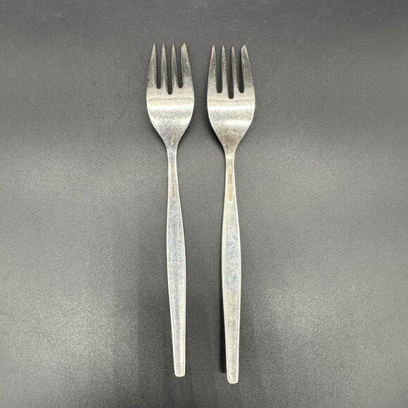 Vintage Gorham Sterling Silver Stardust Salad Forks Mid Century Modern Set Of 2 - Picture 3 of 8